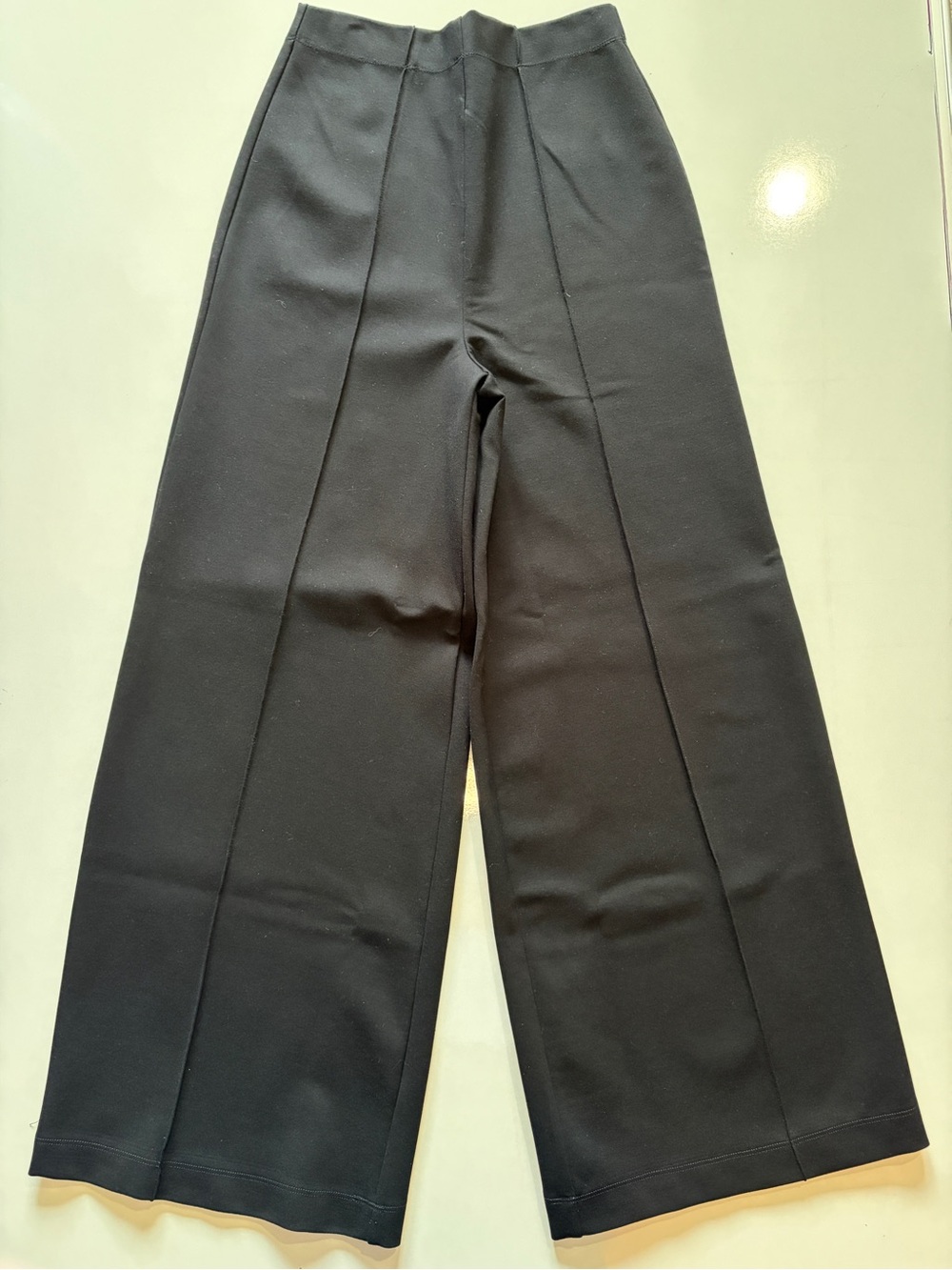 By Design black stretch pull on trouser women’s medium wide leg high rise pleat